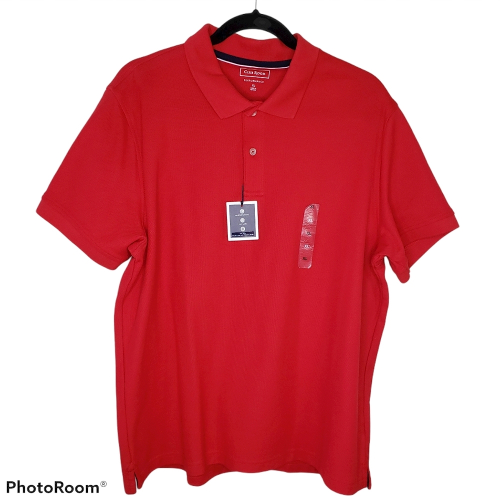 Men's Club Room Performance Polo Shirt Red Size XL